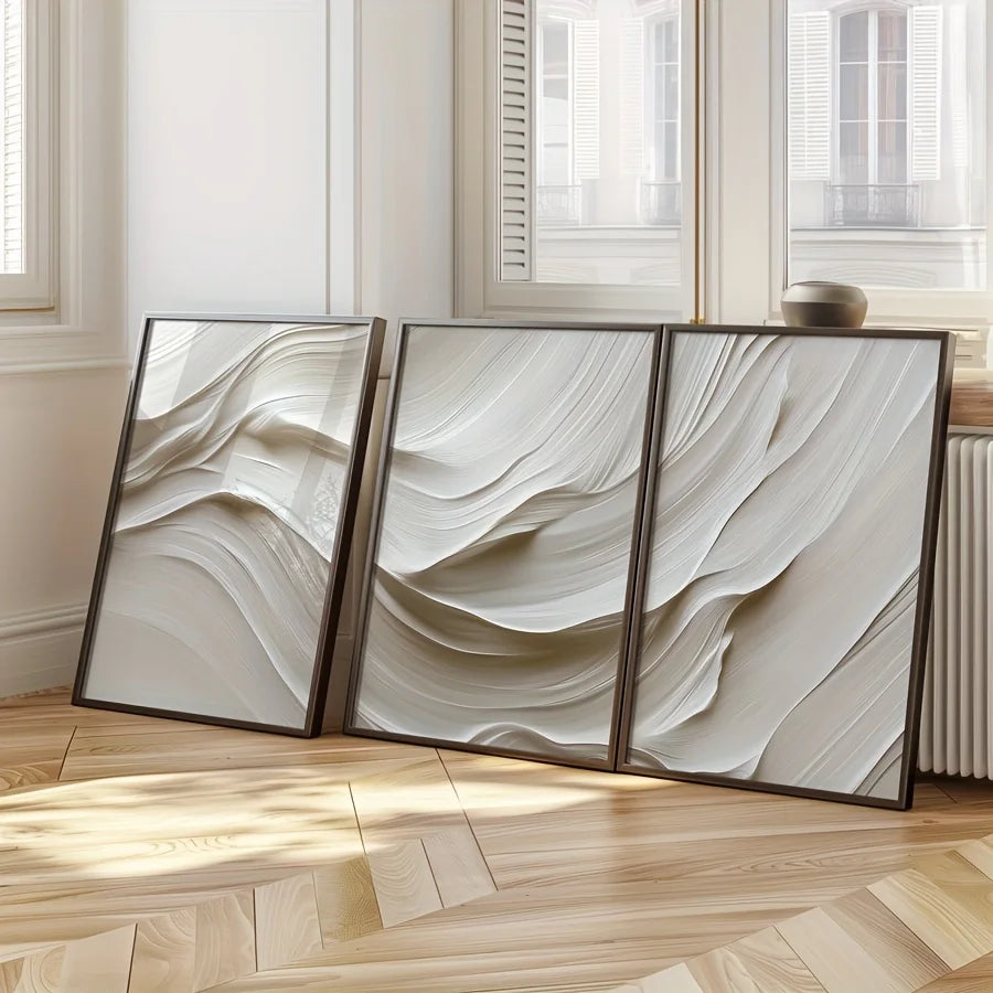3pcs/set Neutral Beige Canvas Print