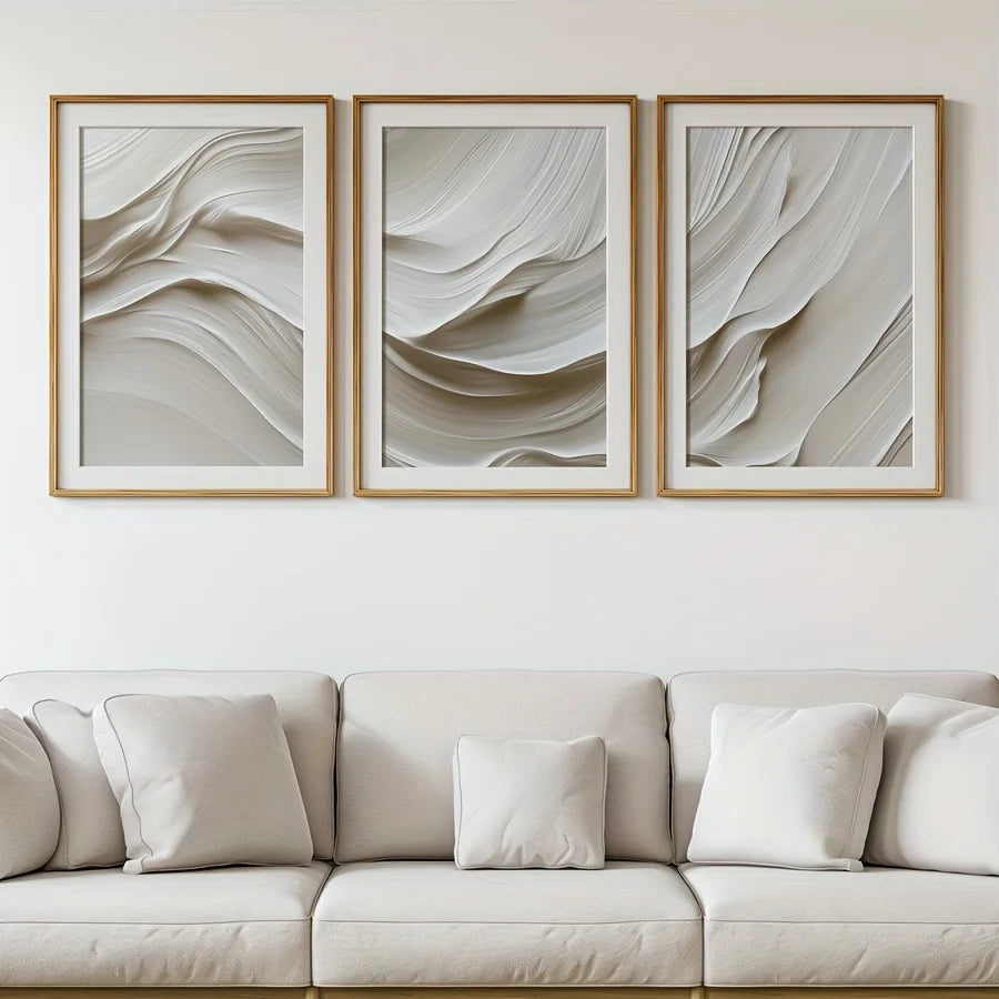 3pcs/set Neutral Beige Canvas Print